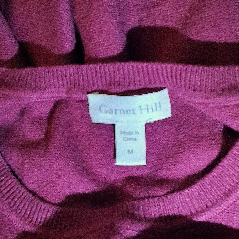 Garnet Hill Organic-Cotton Pocket Detail‎ Tunic Sweater Magenta Relaxed Fit Sz M - Picture 9 of 10